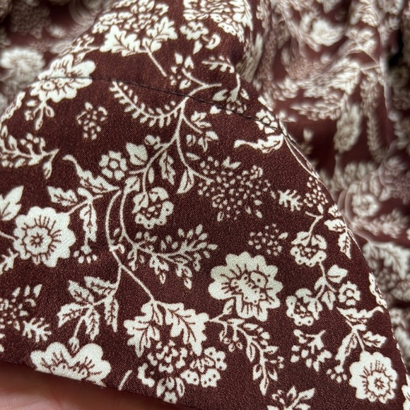 Bohme Brown and White Ruffled Puff Sleeve Mini Dress - Picture 14 of 14